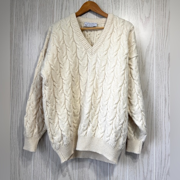 Sportscraft The Great Australian Sweater Merino Wool Cable Knit V-Neck